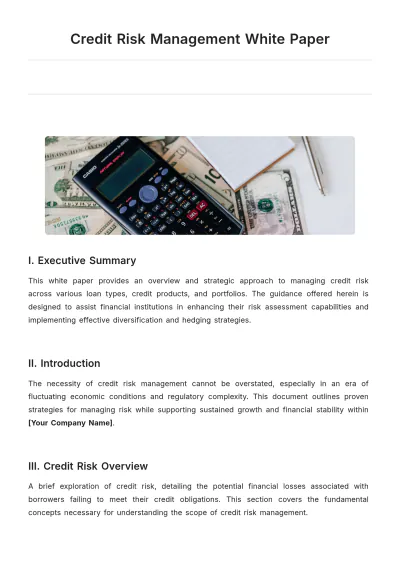 Free Credit Risk Management White Paper Template to Edit Online