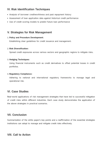 Free Credit Risk Management White Paper Template to Edit Online