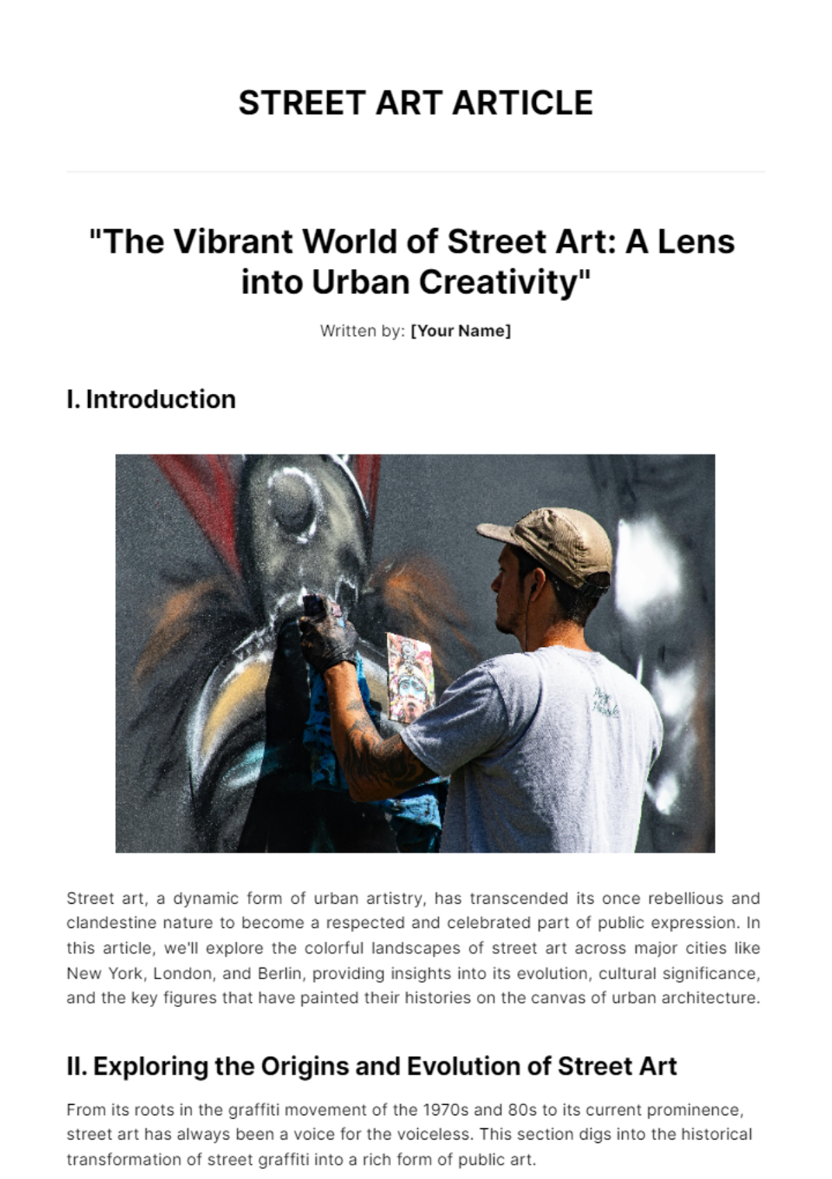 Street Art Article Template - Edit Online & Download