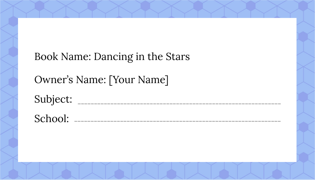 Free Book Name Label Template