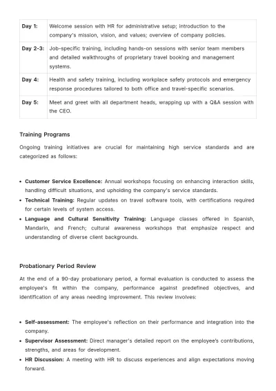 Free Travel Agency HR Procedure Template to Edit Online