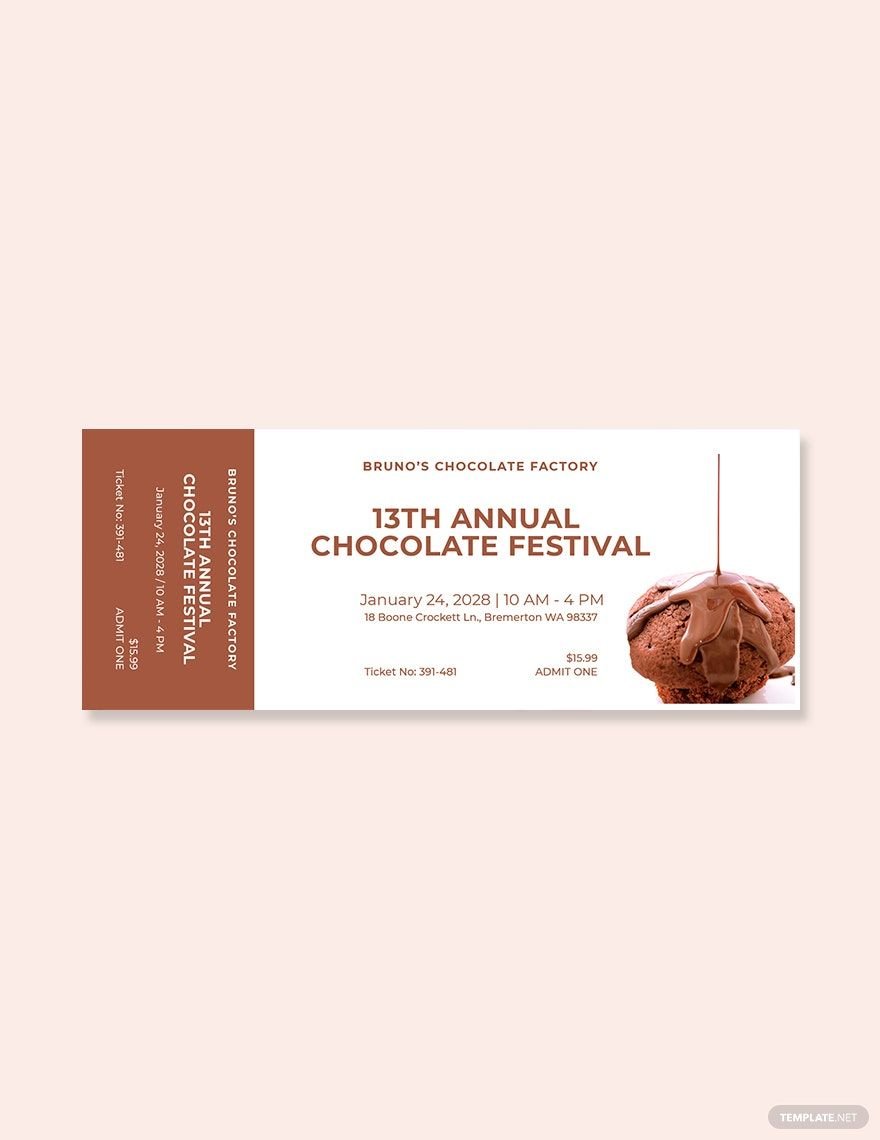 Chocolate Event Food Ticket Template