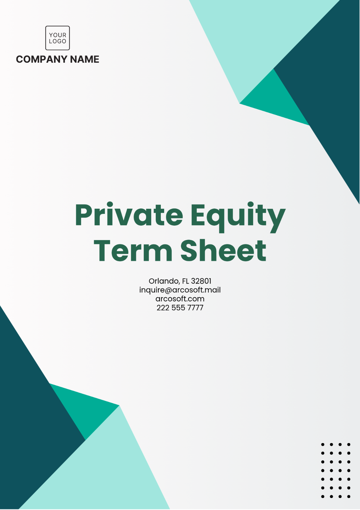 Private Equity Term Sheet Template