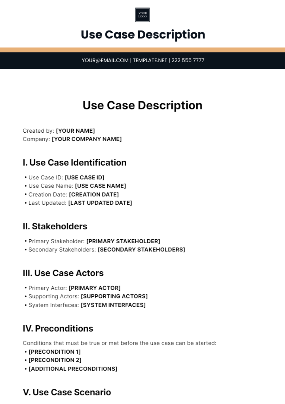 Free Use Case Description Template