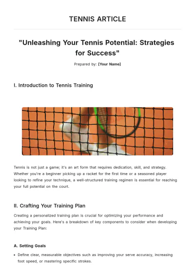 Free Tennis Article Template to Edit Online