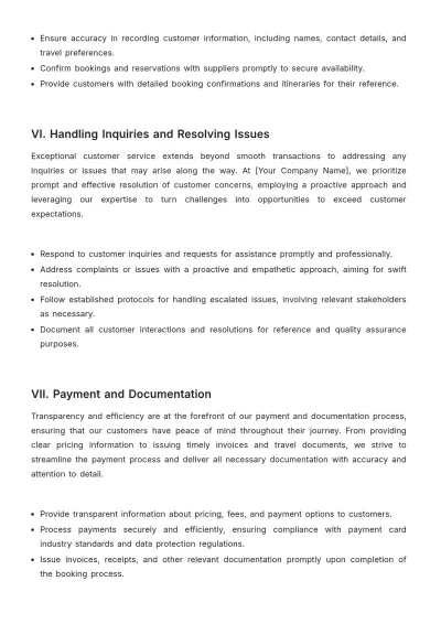 Free Travel Agency Customer Service SOP Template to Edit Online
