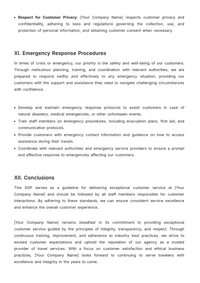 Free Travel Agency Customer Service SOP Template to Edit Online