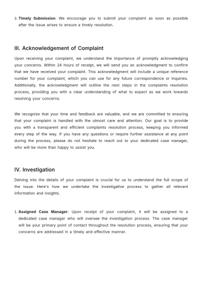 Free Travel Agency Complaints Procedure Template to Edit Online