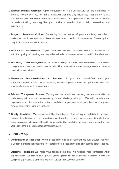 Free Travel Agency Complaints Procedure Template to Edit Online