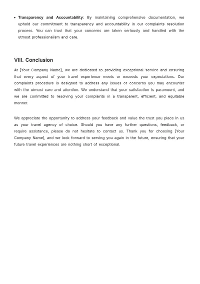 Free Travel Agency Complaints Procedure Template to Edit Online