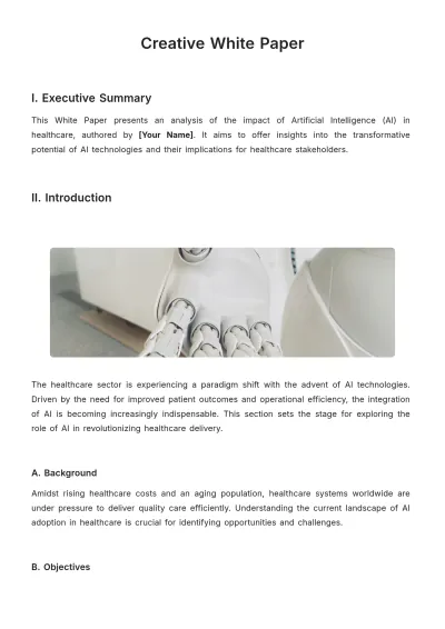 Free Creative White Paper Template to Edit Online