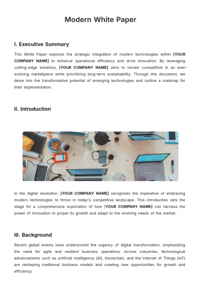 Free Modern White Paper Template to Edit Online