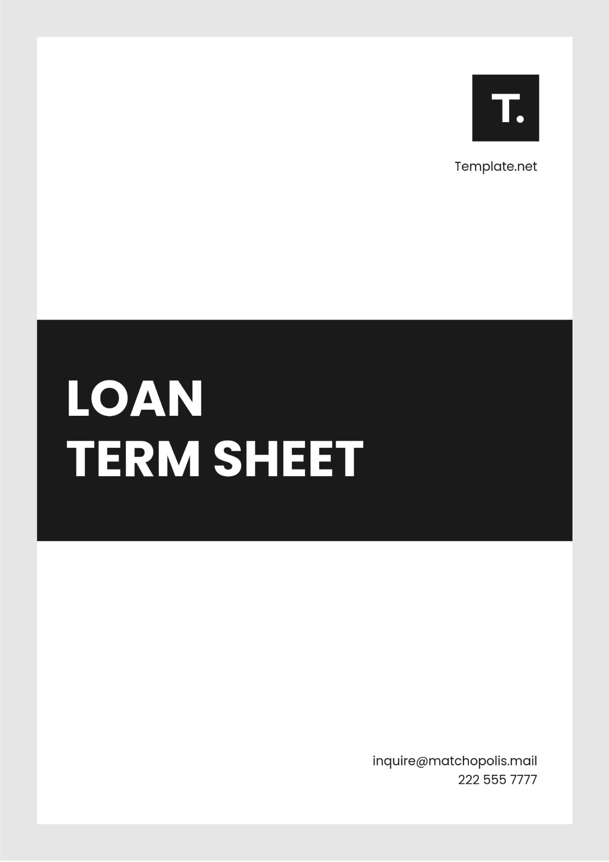 Blank Loan Term Sheet Template