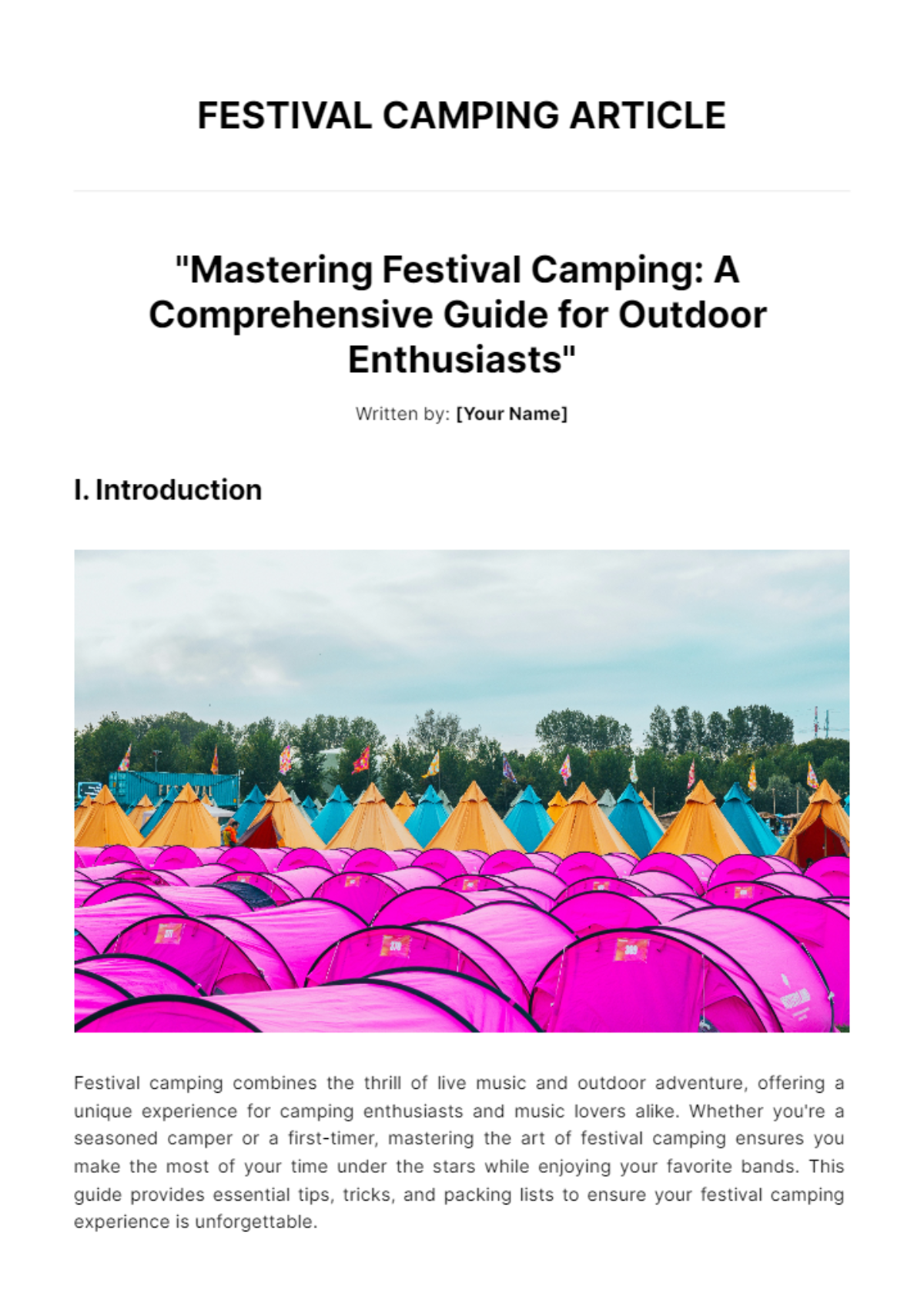 Festival Camping Article Template - Edit Online & Download