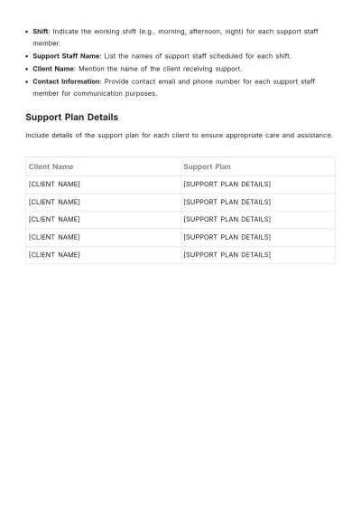 Free Disability Support Roster Template to Edit Online