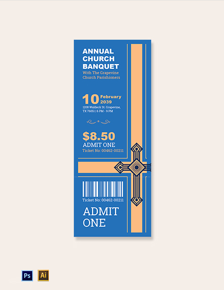 FREE Church Ticket Template - Download in Word, Illustrator, Photoshop