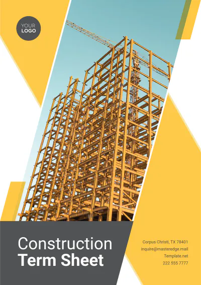 Free Construction Term Sheet Template to Edit Online