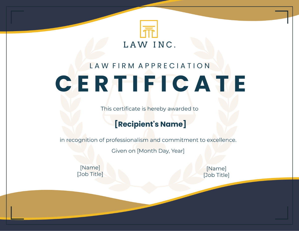 Law Firm Appreciaton Certificate Template