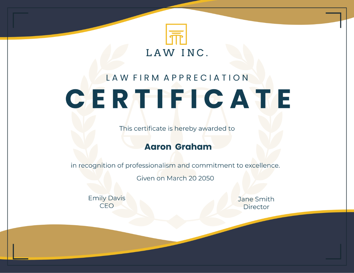 Law Firm Appreciaton Certificate