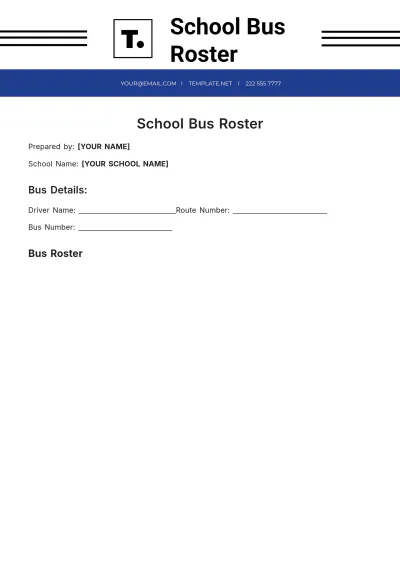 Free School Bus Roster Template to Edit Online