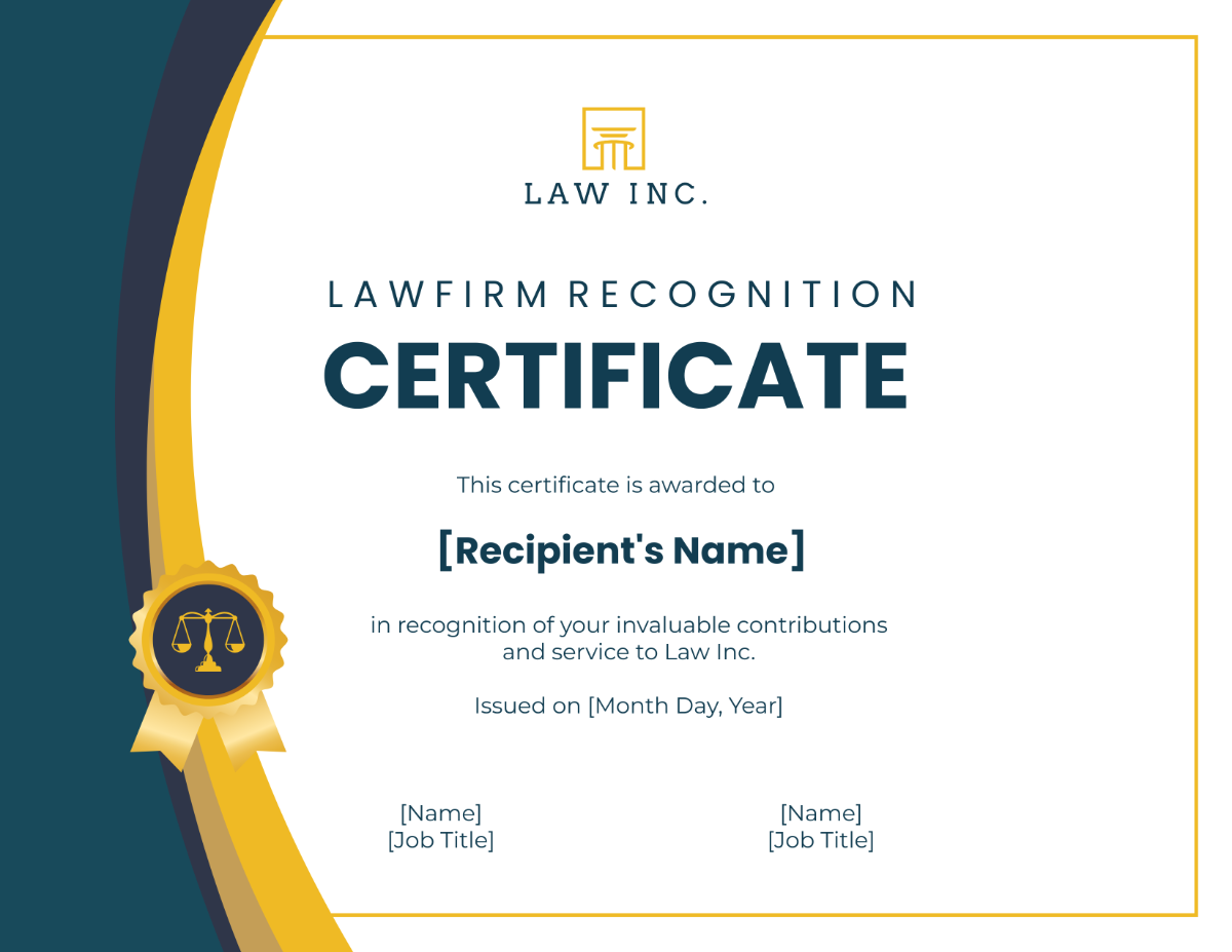 Free Law Firm Recognition Certificate Template