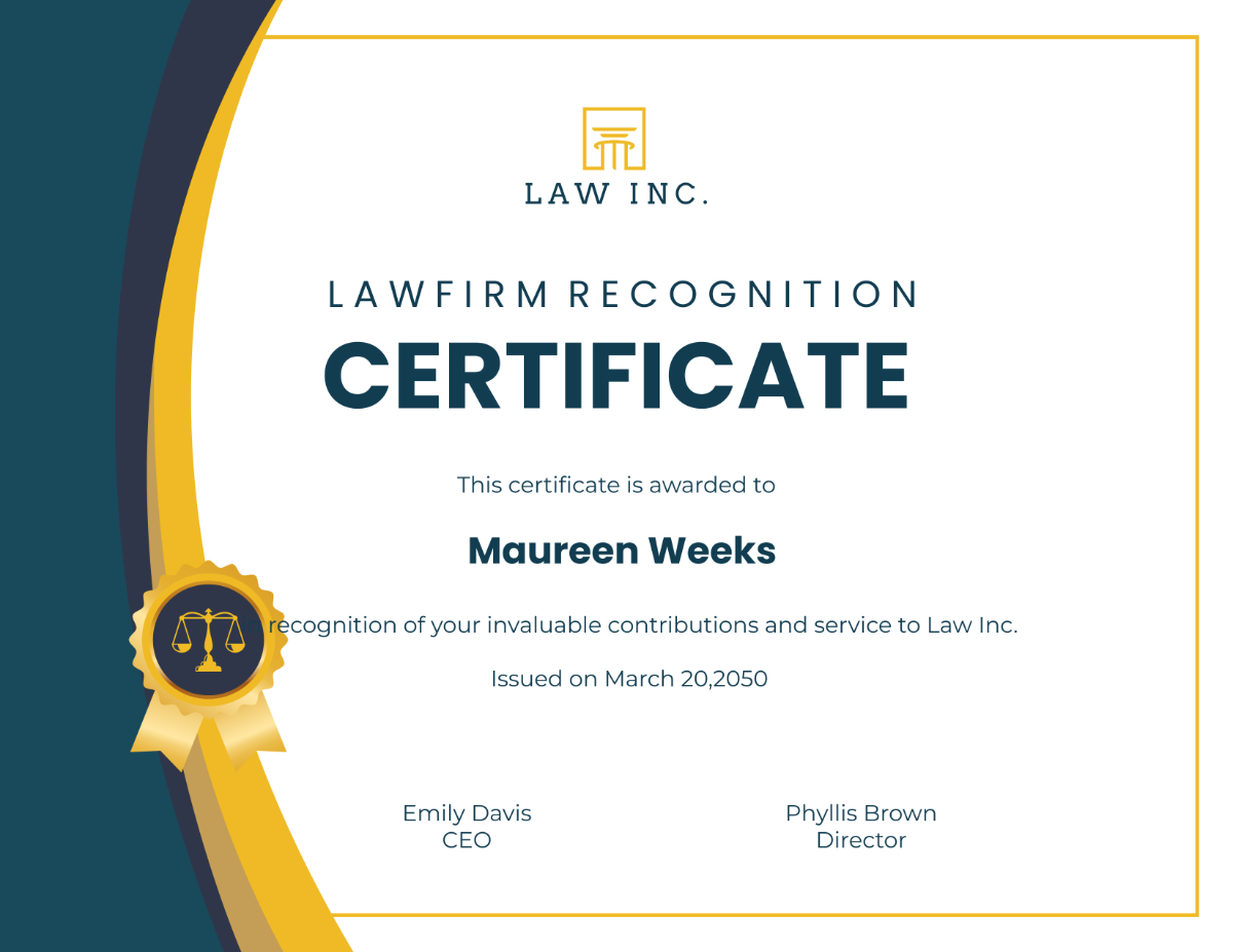 Law Firm Recognition Certificate
