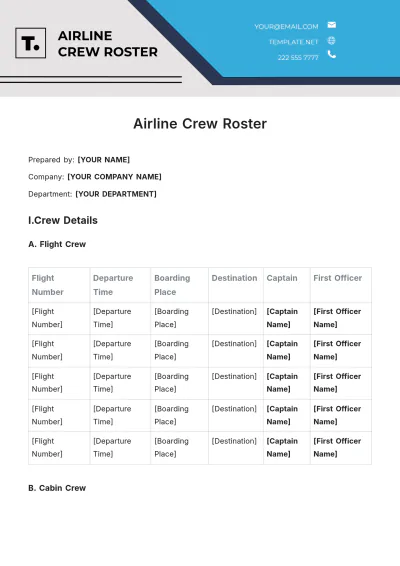 Free Airline Crew Roster Template to Edit Online