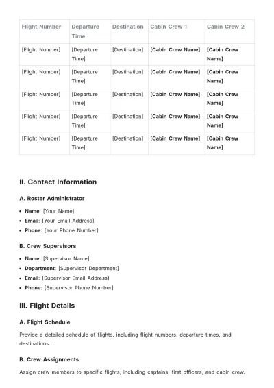 Free Airline Crew Roster Template to Edit Online