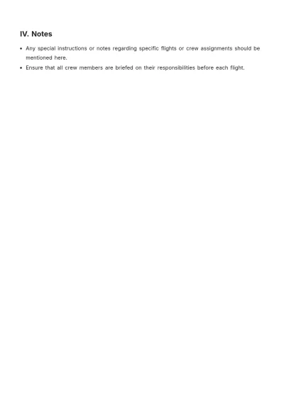 Free Airline Crew Roster Template to Edit Online