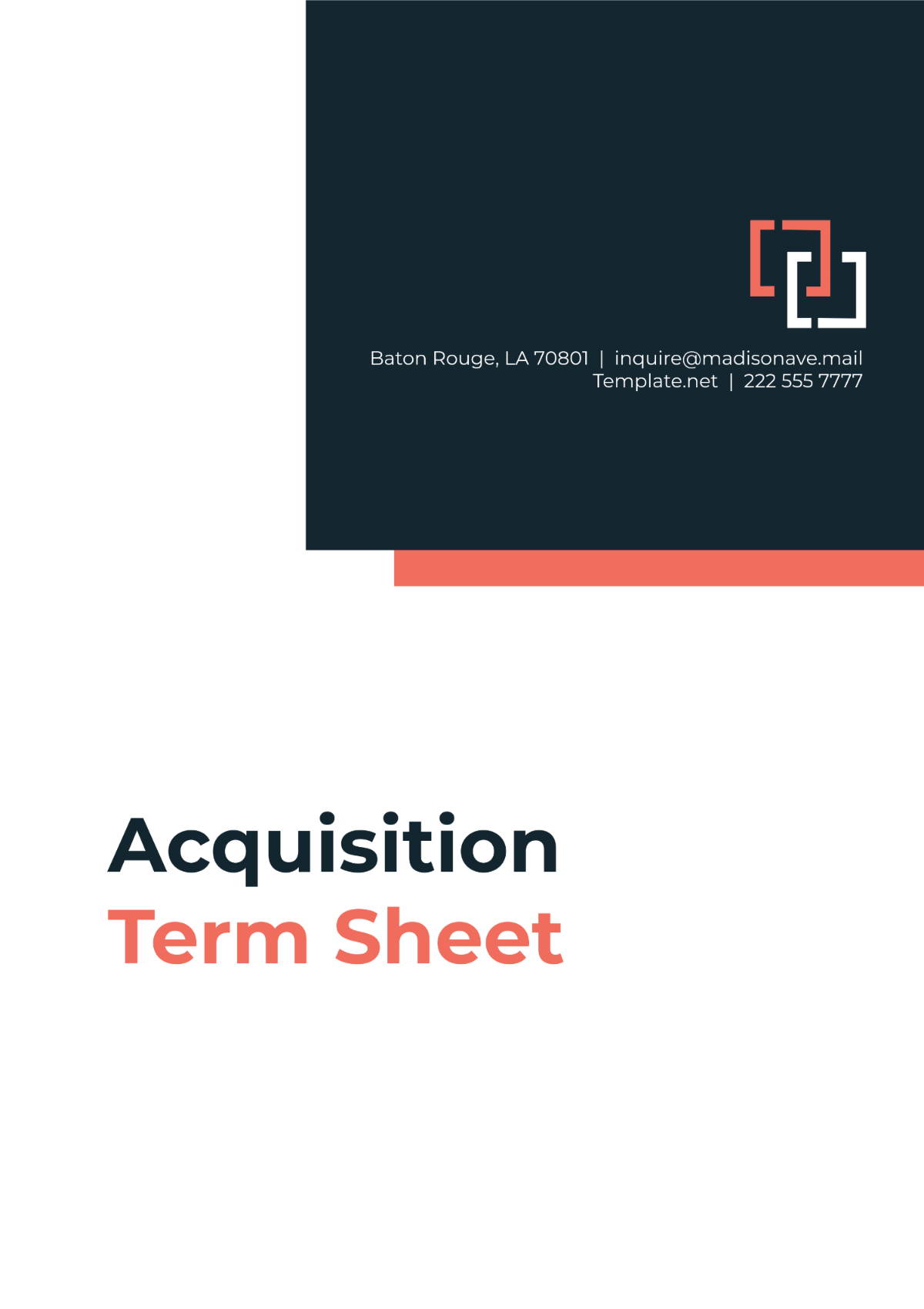 Acquisition Term Sheet Template - Edit Online & Download