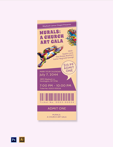 FREE Church Ticket Template - Download in Word, Illustrator, Photoshop