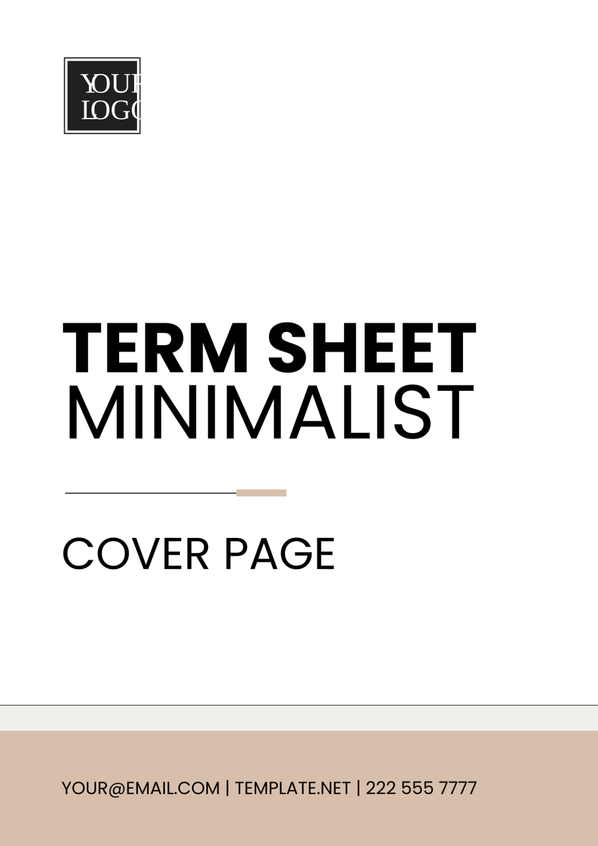 Term Sheet Minimalist Cover Page Template