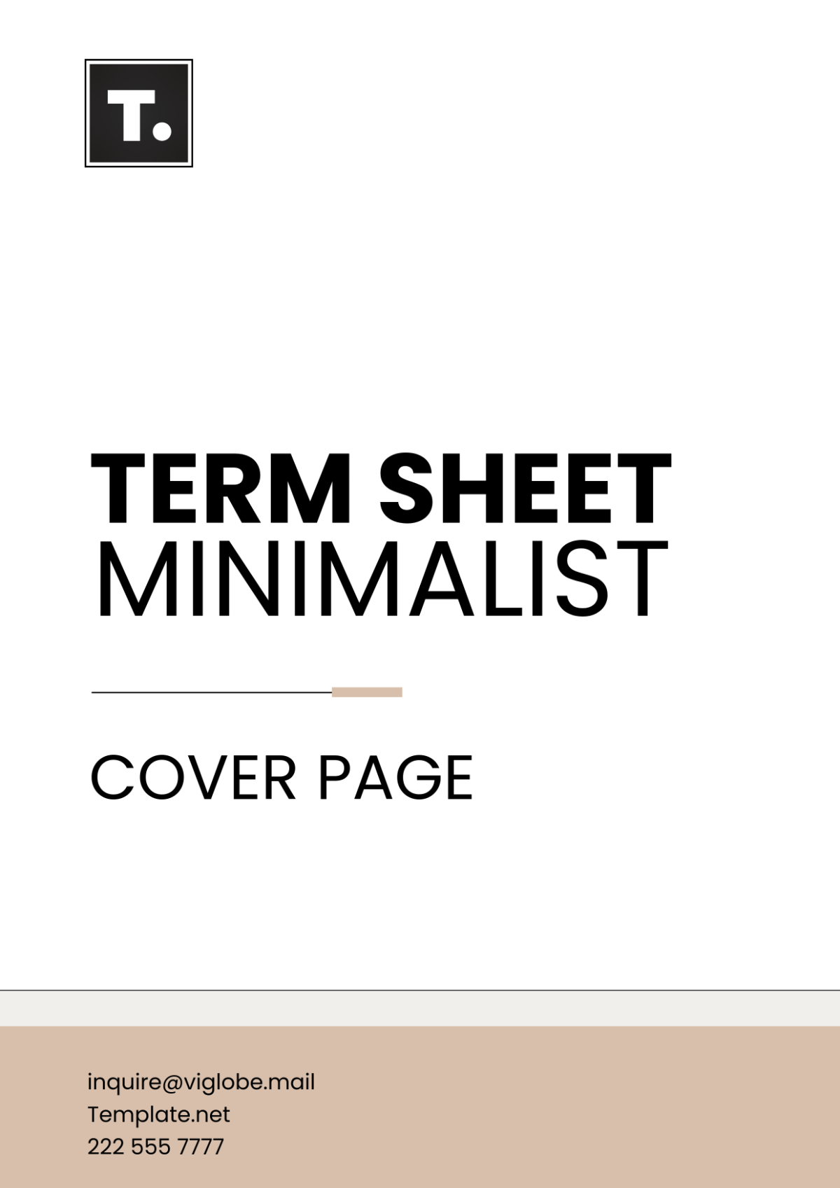 Term Sheet Minimalist Cover Page Template - Edit Online & Download