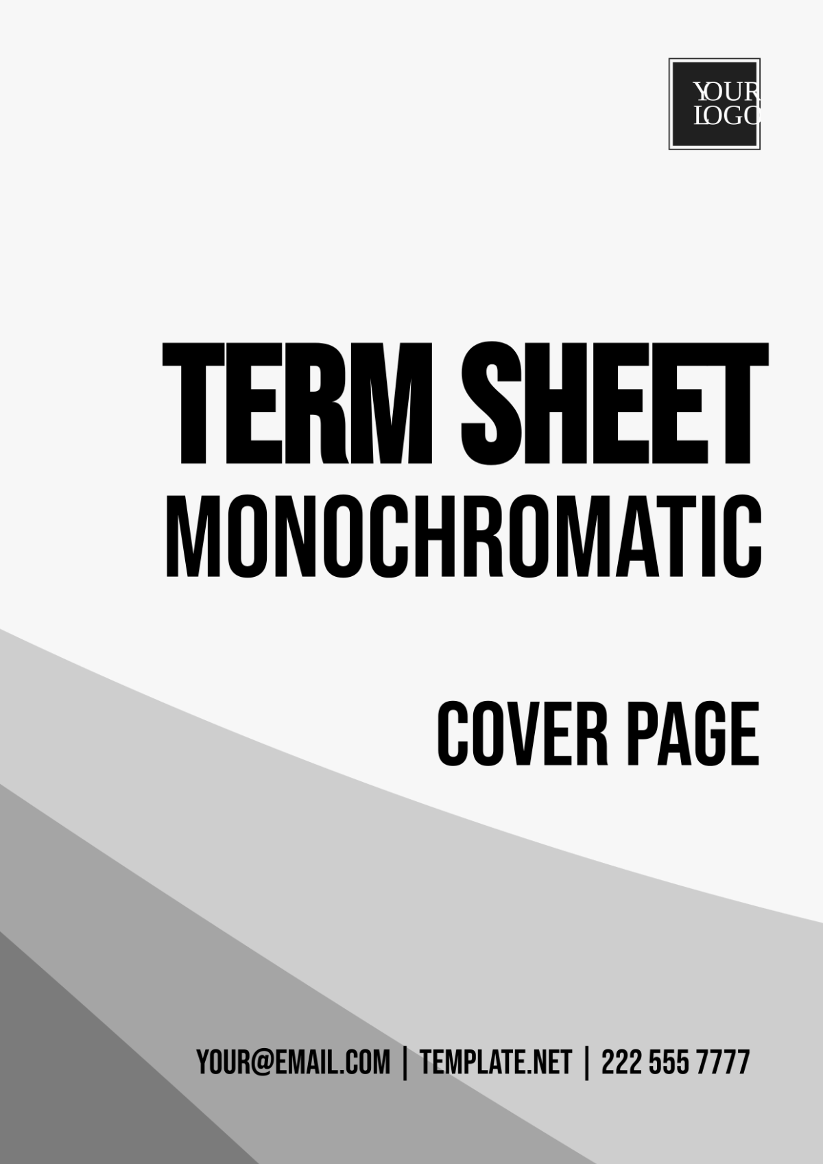 Term Sheet Monochromatic Cover Page Template