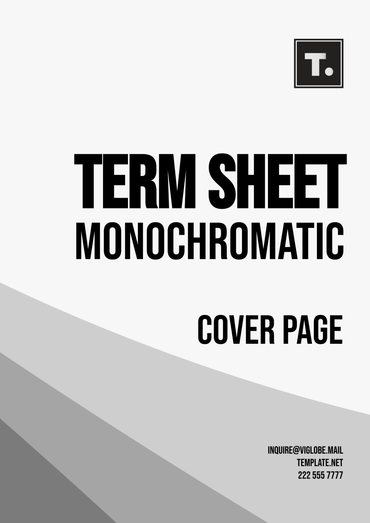 Term Sheet Monochromatic Cover Page Template - Edit Online & Download