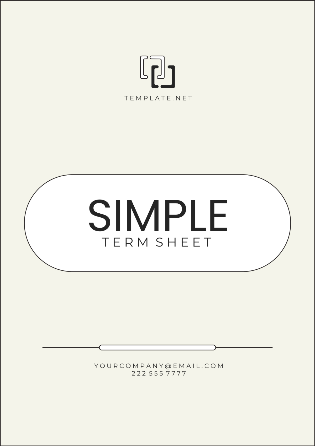 Simple Term Sheet Cover Page