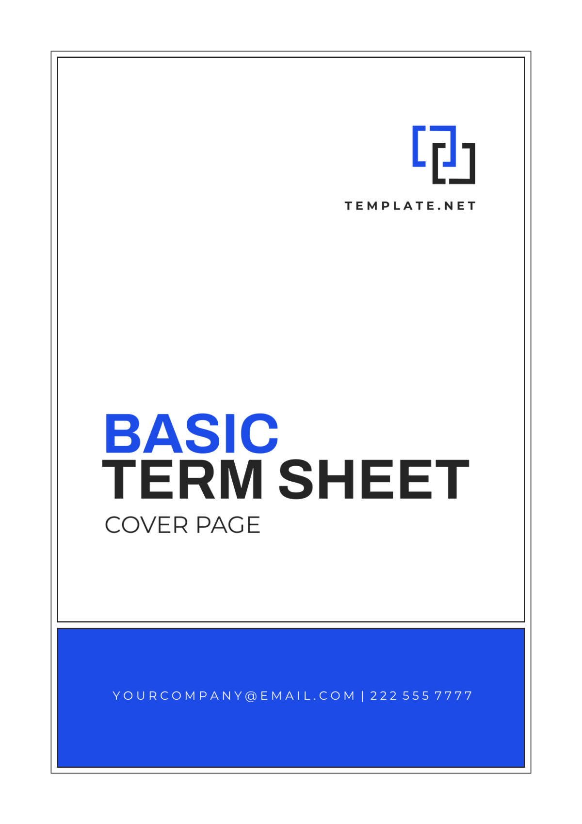 Basic Term Sheet Cover Page
