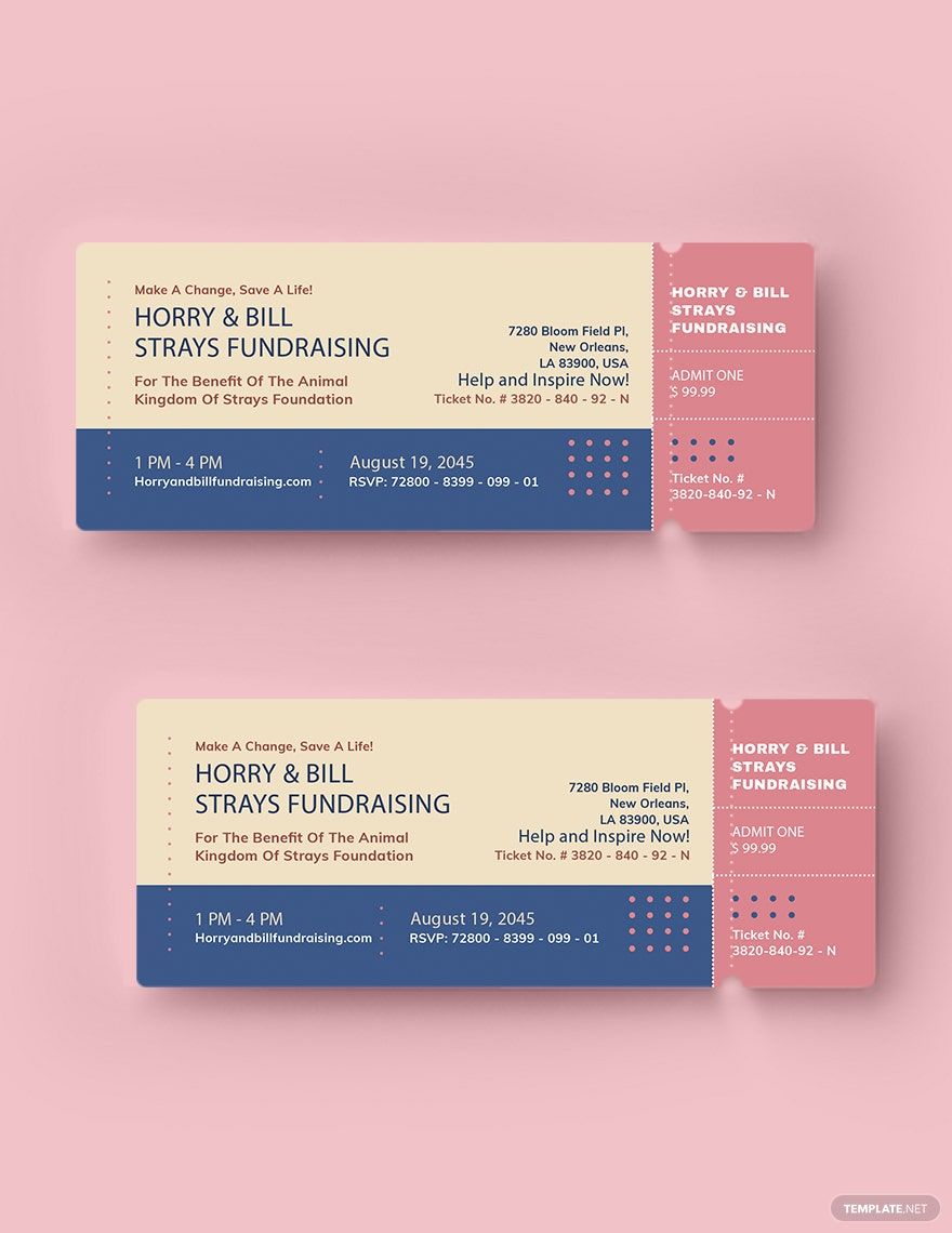 Free Modern Fundraising Event Ticket Template