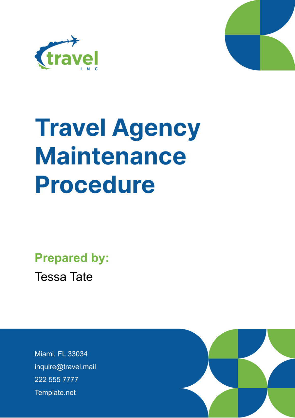Travel Agency Maintenance Procedure Template