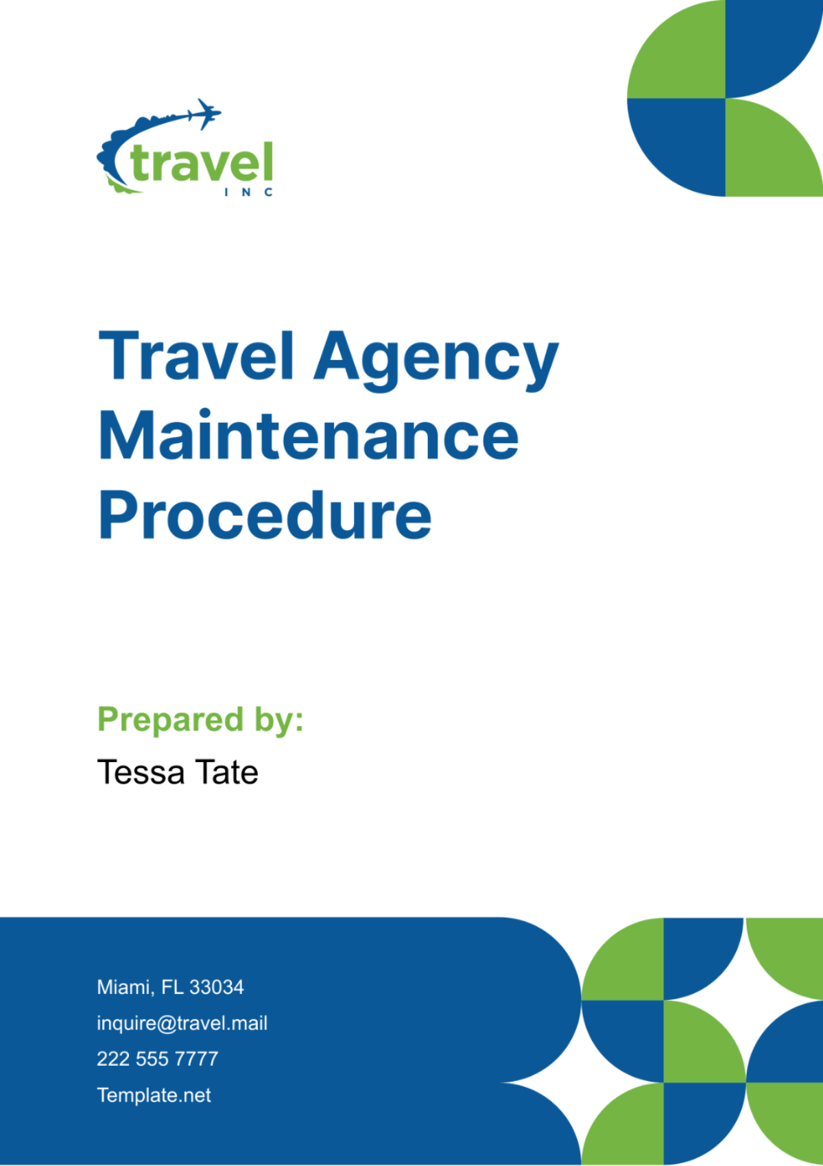 Travel Agency Maintenance Procedure Template - Edit Online & Download