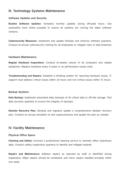 Free Travel Agency Maintenance Procedure Template to Edit Online