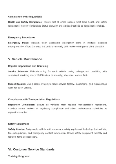 Free Travel Agency Maintenance Procedure Template to Edit Online