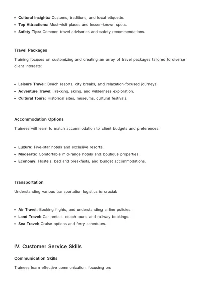 Free Travel Agency Training Procedure Template to Edit Online