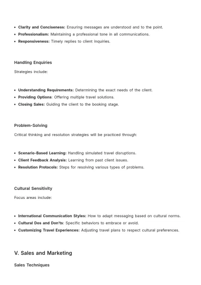 Free Travel Agency Training Procedure Template to Edit Online