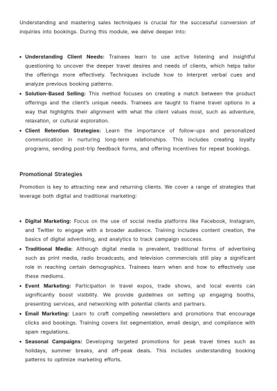 Free Travel Agency Training Procedure Template to Edit Online