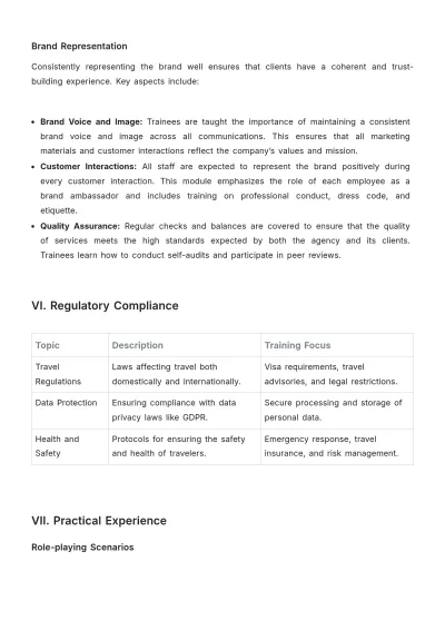 Free Travel Agency Training Procedure Template to Edit Online