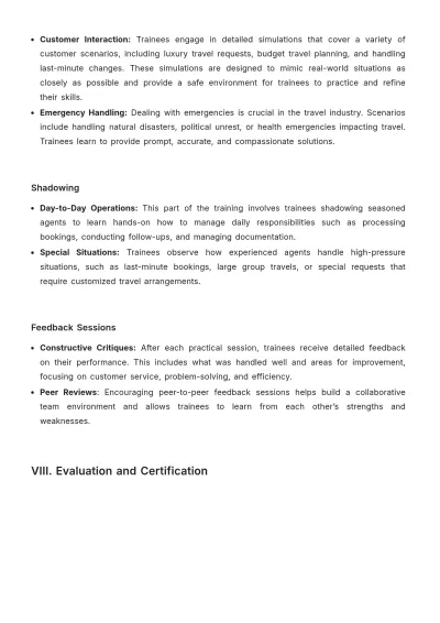 Free Travel Agency Training Procedure Template to Edit Online