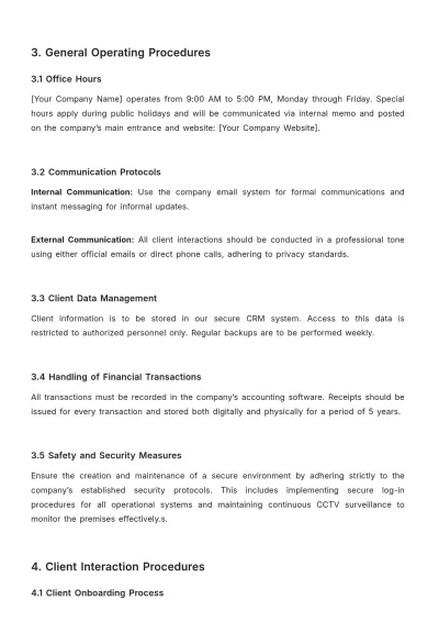 Free Travel Agency SOP Template to Edit Online