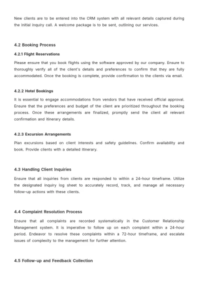 Free Travel Agency SOP Template to Edit Online