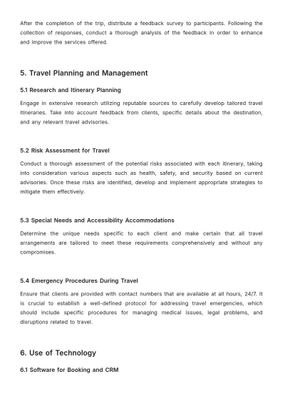 Free Travel Agency SOP Template to Edit Online